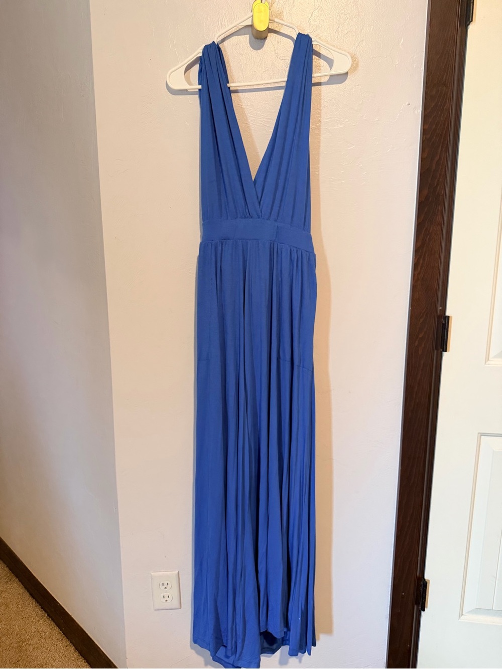 Free People Royal Blue Plunging V Maxi Dress